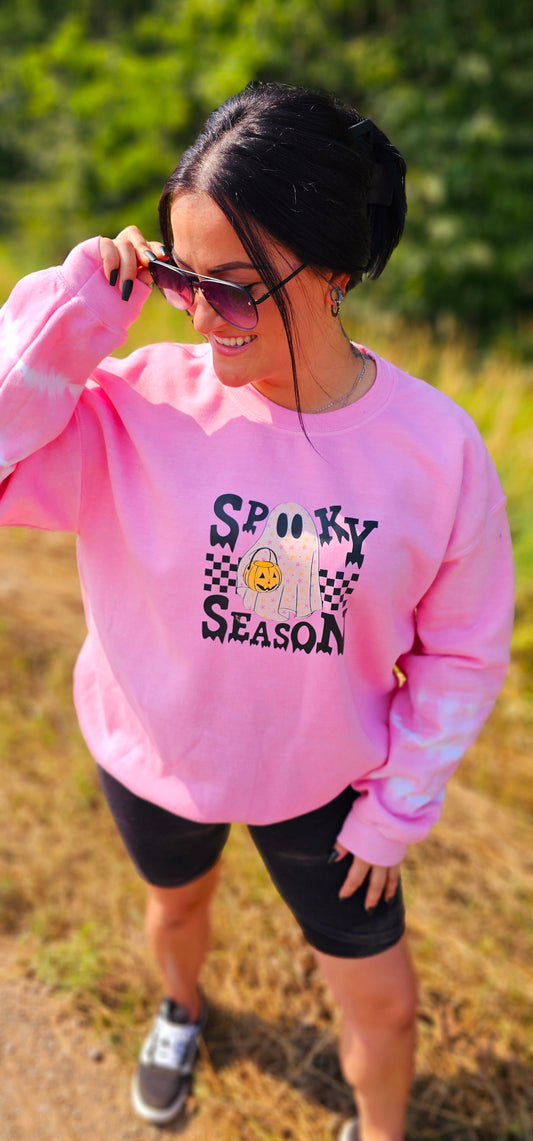 Powder pink spooky season crew